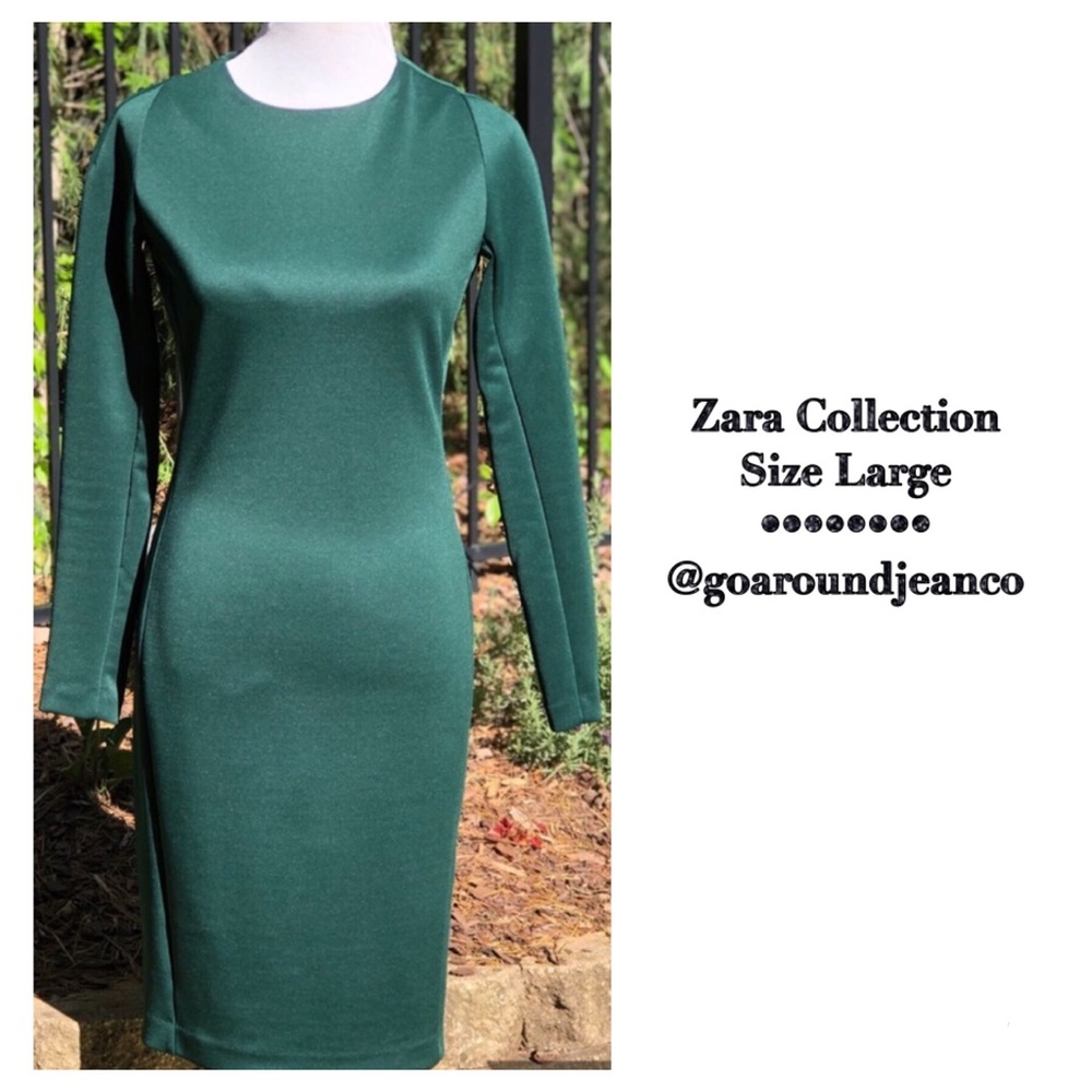ZARA Collection Long Sleeve Green Dress
